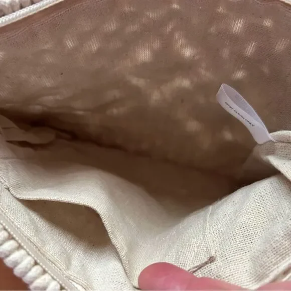 Boho Crochet Cream Macramé Clutch Bag Festival Zipper Purse Summer - Picture 7 of 13